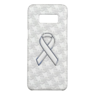 Coque Case-Mate Samsung Galaxy S8 Chrome White on White Ribbon Awareness Houndstooth
