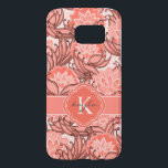 Coque Samsung Galaxy S7 Corail tropicale motif floral avec Monogramme<br><div class="desc">Des nuances de corail vibrantes dans ce motif de fleurs tropicales féminines. Montré ici avec un monogramme et un nom,  il suffit de modifier l'exemple de texte avec votre propre monogramme et nom désiré.</div>