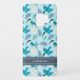 Coque Case-Mate Pour Samsung Galaxy S9 Cute Kingfisher Oiseaux Floral Motif bleu Nom
