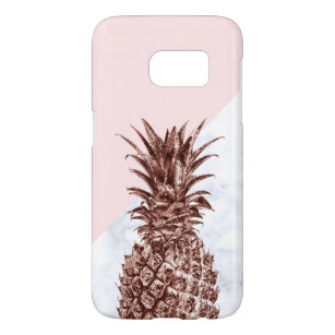 Coque Samsung Galaxy S7 Elégant joli rose d'ananas en marbre blanc