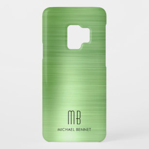 Coque Case-Mate Pour Samsung Galaxy S9 Élégant Monogramme Faux Green Metallic