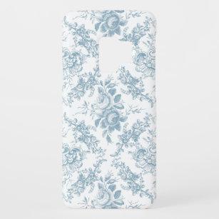 Coque Case-Mate Pour Samsung Galaxy S9 Elégante toile florale blanche et bleue gravée