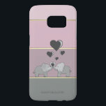 Coque Samsung Galaxy S7 Eléphants Adorables En Amour - Personnalisé<br><div class="desc">Des éléphants adorables en amour sur des rayures colorées avec votre nom.</div>