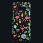 Coque Case-Mate Samsung Galaxy S8 Flamants roses roses & Fleurs tropicales & Succule<br><div class="desc">Flamants roses mignons aux fleurs tropicales,  feuilles,  oiseaux et ananas sur arrière - plan noir.</div>