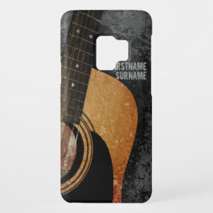 Coque Case-Mate Pour Samsung Galaxy S9 Guitare acoustique Gris Grunge Nom personnalisé Ga