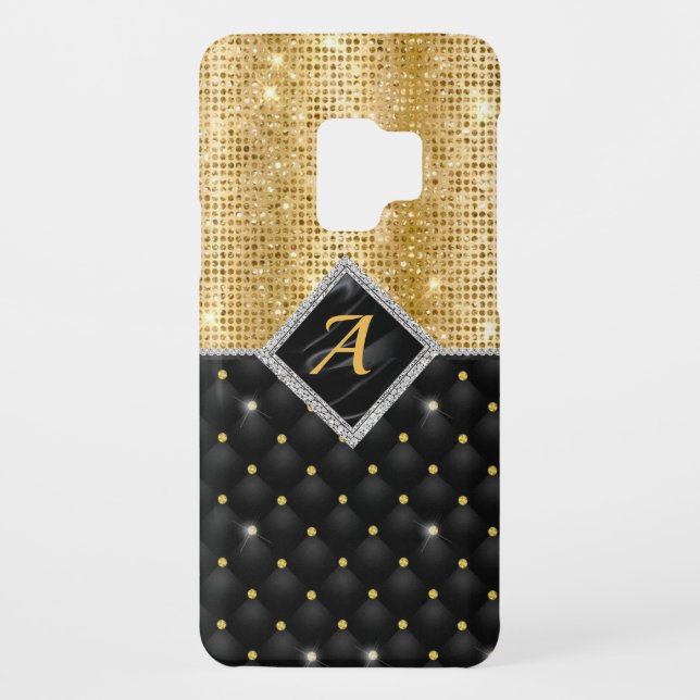 Coque Casemate Pour Samsung Galaxy Impression stylisée Crystal Gold diamant noir mono (Dos)