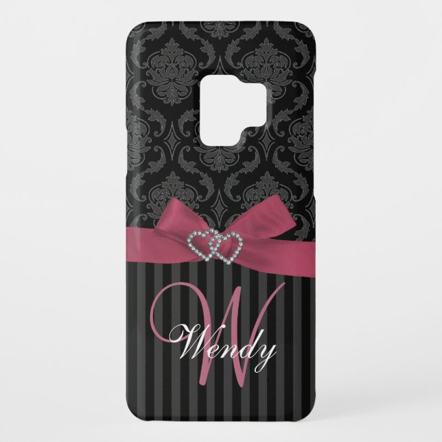 Coque Casemate Pour Samsung Galaxy La damassé rose, noire, grise barre la caisse (Dos)