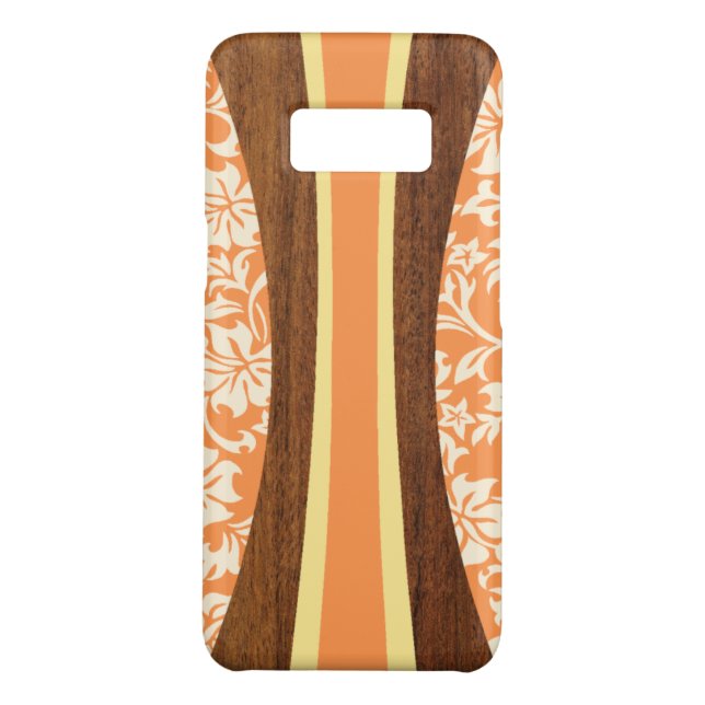 Coque Casemate Pour Samsung Galaxy Laniakea Hawaiian Faux Wood Surf- Orange (Dos)