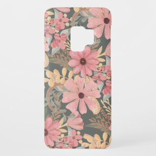 Coque Case-Mate Pour Samsung Galaxy S9 Les fleurs vertes de couleur rose laissent un Moti