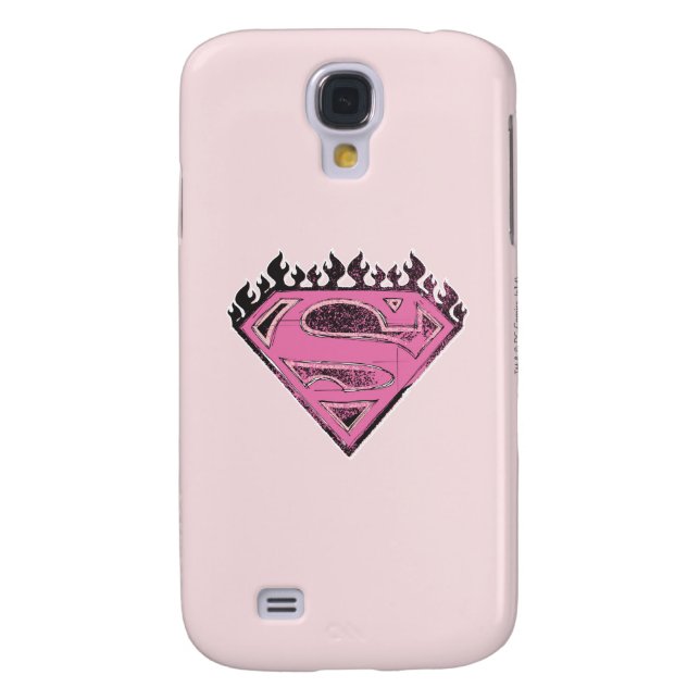 Coque Casemate Pour Samsung Galaxy Logo Supergirl rose avec flammes (Dos)