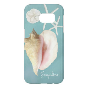 Coque Samsung Galaxy S7 Moderne Beach Seashell Conch Shell Starfish Art