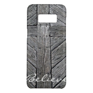 Coque Case-Mate Samsung Galaxy S8 Monogramme en bois rustique croisé chrétien