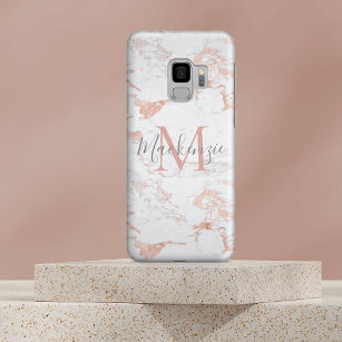 Coque Case-Mate Pour Samsung Galaxy S9 Monogramme en marbre rose or Rose chic