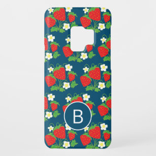 Coque Case-Mate Pour Samsung Galaxy S9 Motif bleu fraise et fleur Monogramme