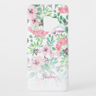 Coque Case-Mate Pour Samsung Galaxy S9 Motif de feuilles vertes de fleurs roses