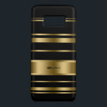Coque Case-Mate Samsung Galaxy S8 Motif Gold & Black Stripes<br><div class="desc">Elégante motif aux rayures dorées et turquoise avec cadre en dentelle blanche. monogramme personnalisable.</div>