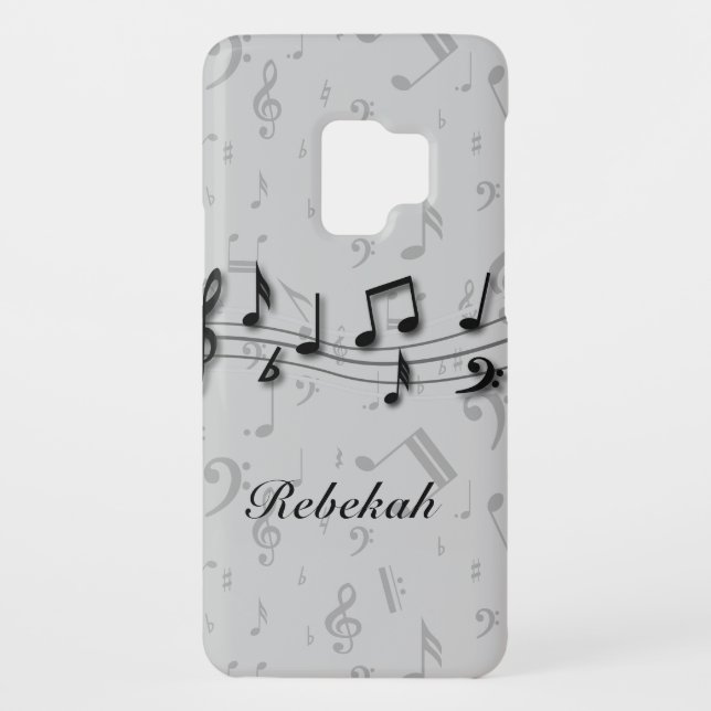Coque Casemate Pour Samsung Galaxy Notes musicales noires et grises personnalisées (Dos)