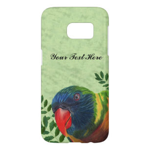 Coque Samsung Galaxy S7 Parrot Macaw de couleur vive en Feuille vert
