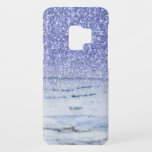 Coque Case-Mate Pour Samsung Galaxy S9 Parties scintillant Blue Faux & Marble Ombre<br><div class="desc">Un mélange moderne et tendance de la texture bleu imitation marbre se mélangeant à la couleur bleu imitant avec des reflets violets. monogramme facultatif.</div>