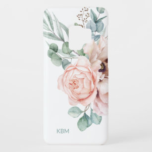 Coque Case-Mate Pour Samsung Galaxy S9 Pépites d'aquarelle et Roses avec votre Monogramme