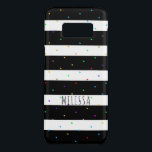 Coque Case-Mate Samsung Galaxy S8 Points colorés sur les bandes noires et blanches<br><div class="desc">Élégant noir moderne sur bandes blanches motif accentué de petits points colorés motif sans couture. Le monogramme personnalisé est facultatif.</div>