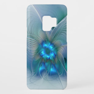 Coque Case-Mate Pour Samsung Galaxy S9 Position, Abstrait bleu turquoise fractal