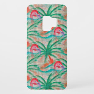 Coque Case-Mate Pour Samsung Galaxy S9 Regard de toile de jute de palmier de Flamant rose