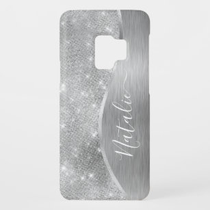 Coque Case-Mate Pour Samsung Galaxy S9 Silver Glitter Glam Bling Personalized