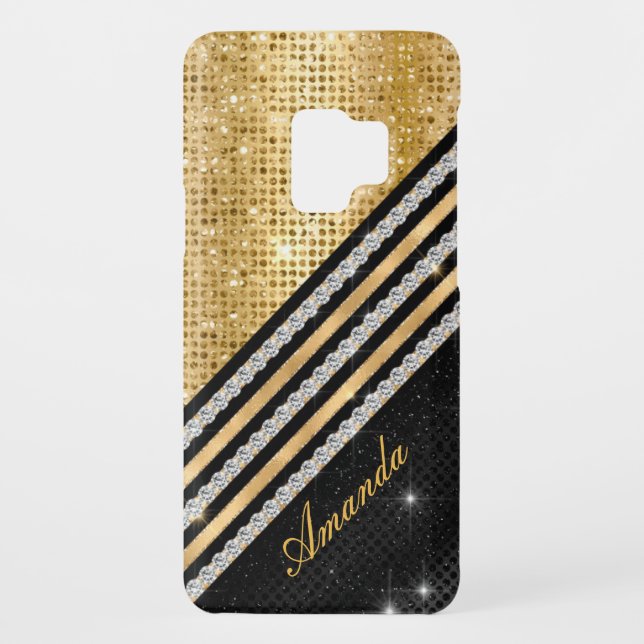 Coque Casemate Pour Samsung Galaxy Style Crystal Gold et noir Personnalisé (Dos)