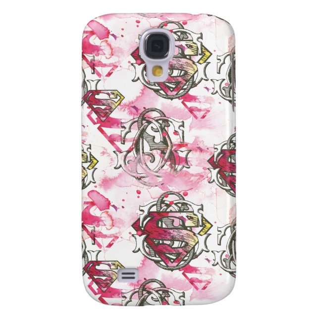 Coque Casemate Pour Samsung Galaxy Supergirl Motif d'encre rose (Dos)