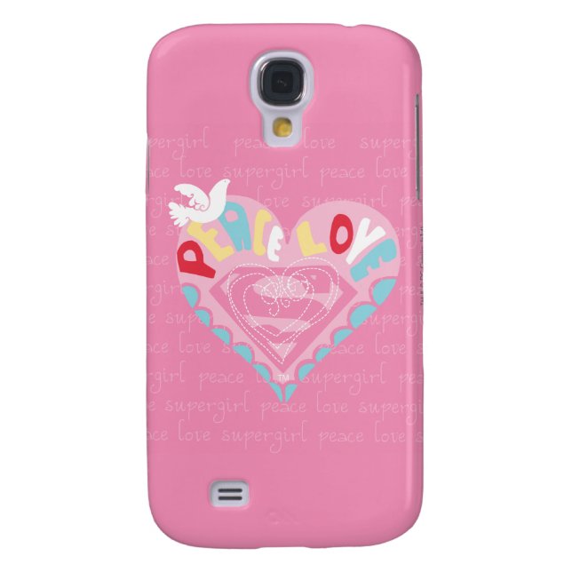 Coque Casemate Pour Samsung Galaxy Supergirl Paix et amour rose (Dos)