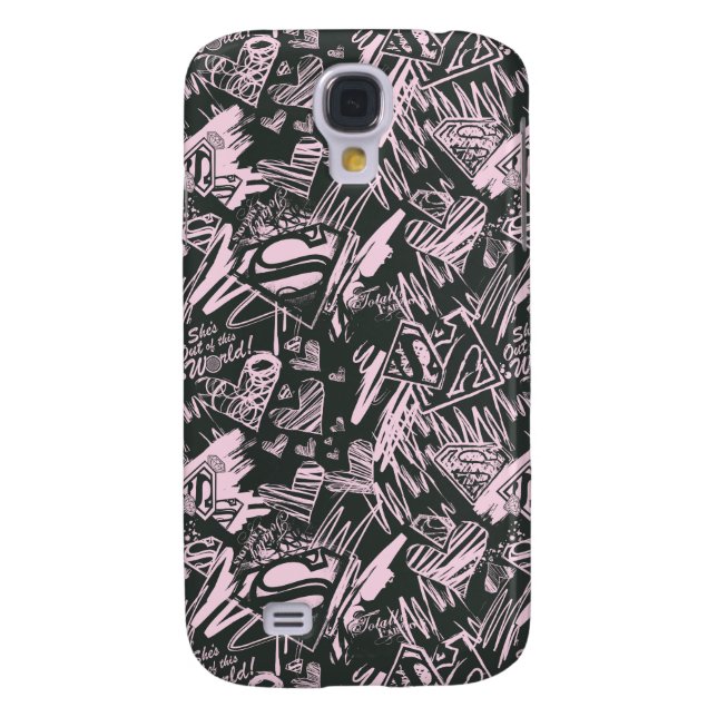 Coque Casemate Pour Samsung Galaxy Supergirl Pink et Black Scribbles (Dos)
