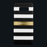 Coque Case-Mate Samsung Galaxy S8 Trendy Black & White Stripes Gold Accent<br><div class="desc">Motif tendance rayures noir et blanc avec accent rayures or et monogramme personnalisé.</div>
