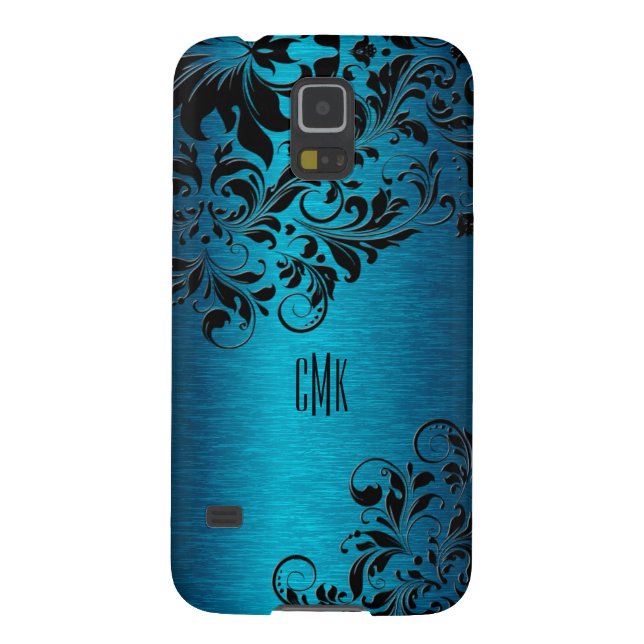 Coque Casemate Pour Samsung Galaxy Turquoise Métallique Avec Flou Noir (Dos)