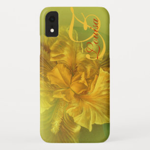 Coque d'art jaune fleuri iris