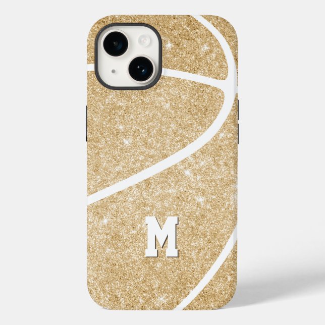 coque de basketball en or monogrammé de fille-Mate (Verso)