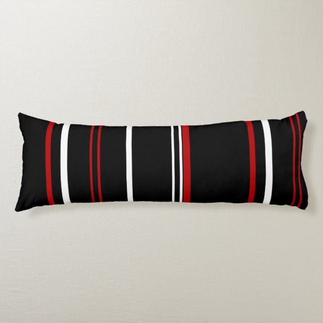 Coque de coussin Black Red et White Stripes (Devant)