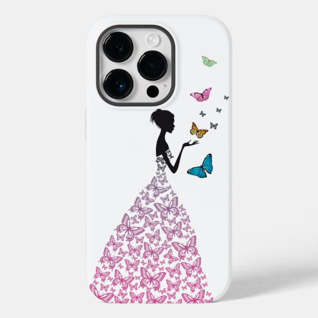 Coque de couverture iPhone Clair Lady Papillon (Verso)