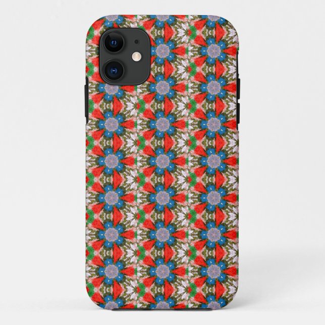 coque de fleurs bleu géométrique (Dos)