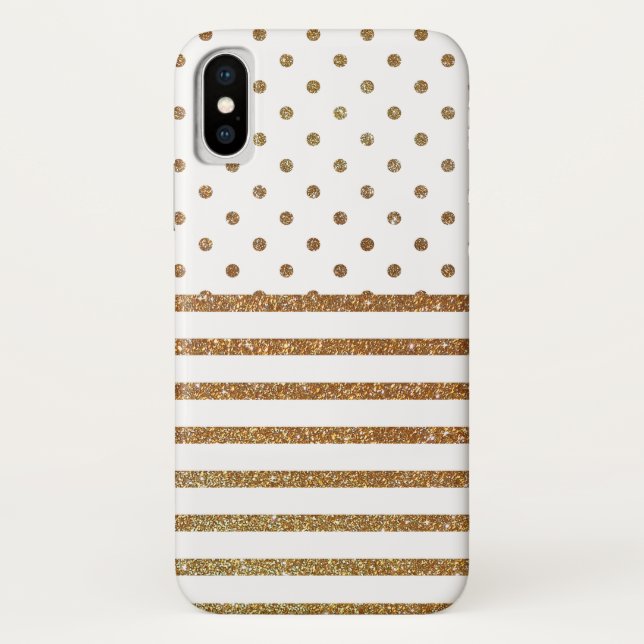 Coque de l'iPhone X Parties scintillant White and  (Dos)
