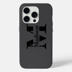 Coque de monogramme noir minimal moderne