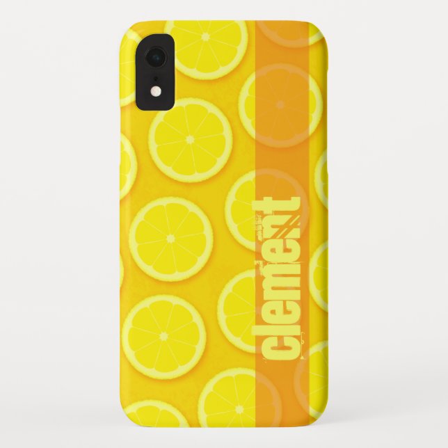 Coque de nom jaune vif, tranche de citron dure (Dos)