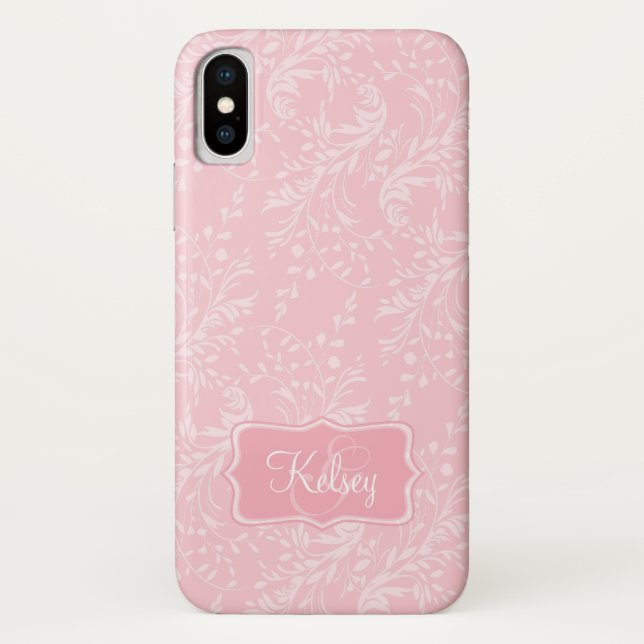 coque de nom rose damassé fleur sauvage (Dos)