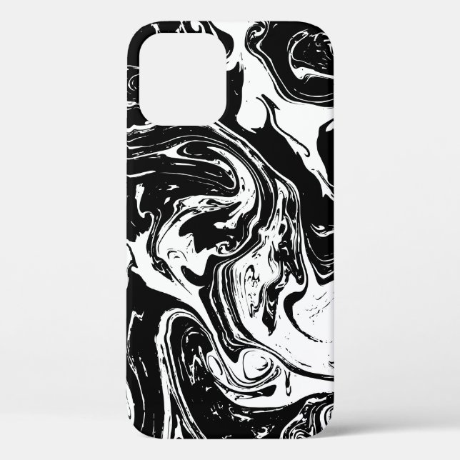 Coque de style noir et Marbre blanc iPhone 12 Pro (Verso)