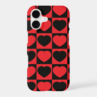 coque de téléphone coeurs noirs et rouges