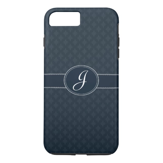 Coque Deep Classic Navy Custom Monogramme iPhone 7 (Dos)