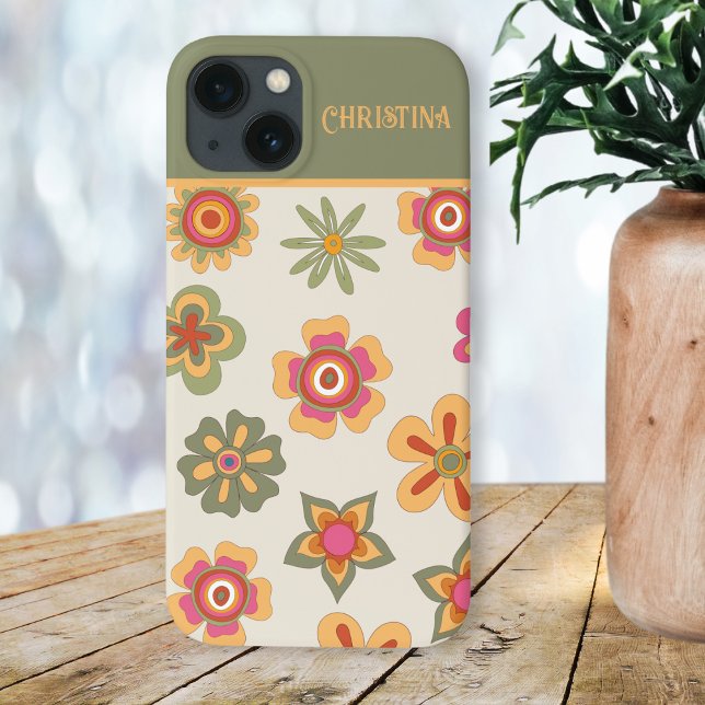Coque d'énergie à fleurs rose-vert rétro des année (Créateur téléchargé)