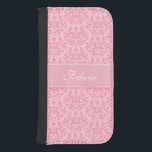 Coque du nom du ruban damassé kangourou rose<br><div class="desc">Un élégant et unique "Kangaroo Paws" et les coeurs damas et de style ruban modèle de boîtier de téléphone à rabat. Personnalisez cet objet avec votre nom. Voici l'exemple : Felicia. Le "Kangaroo Paw" est un plante originaire d'Australie occidentale, ce motif s'est inspiré de l'intéressante nature structurelle des "Kangaroo Paws"....</div>