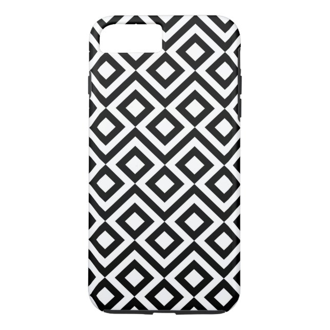 Coque dur pour iPhone 8 Plus Meander noir et blanc (Dos)