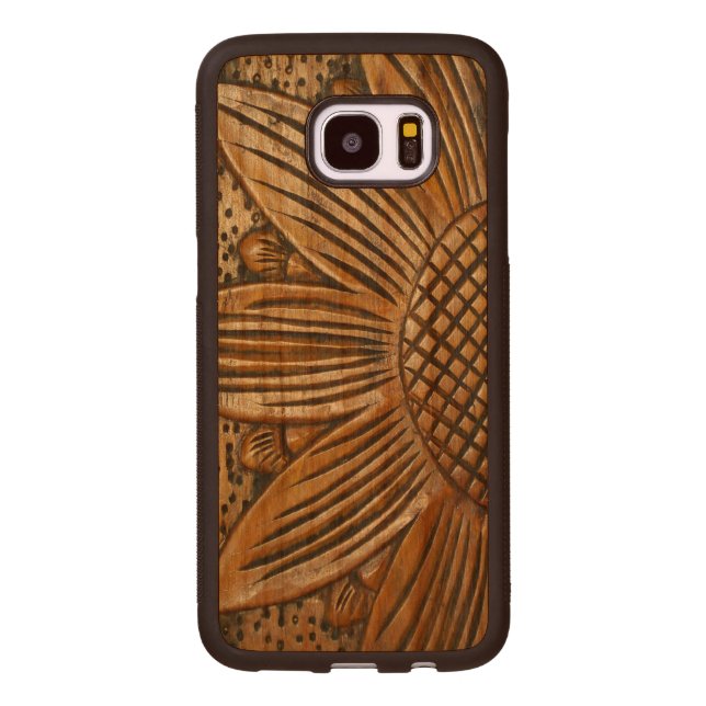 Coque En Bois Galaxy S7 Edge Belle Elégante Tournesol en bois Imprimé Bois (Dos)